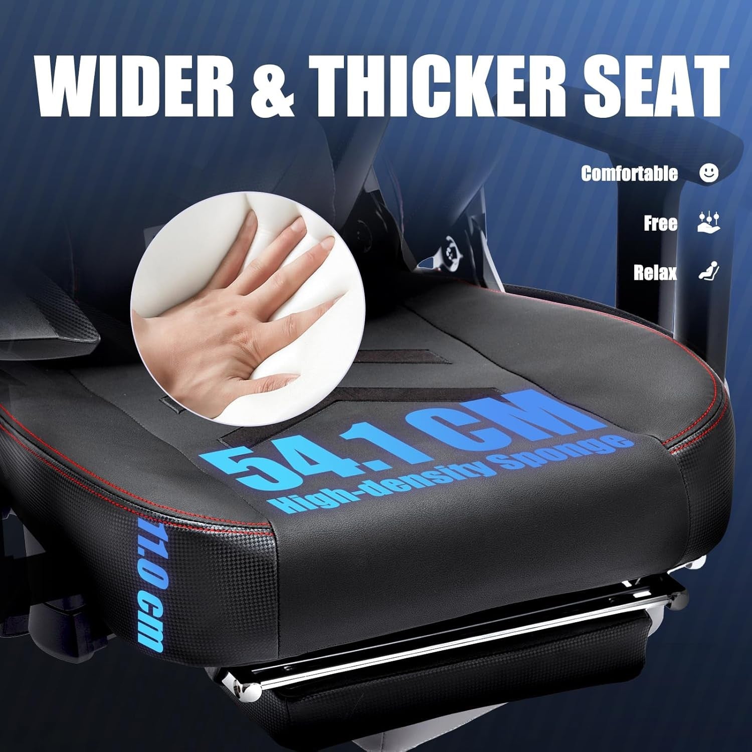Big & Tall Gaming Chair Recliner w/ Footrest Lumbar Support