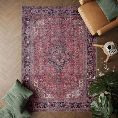 Washable Rug 152x213cm Non-Slip Soft Area Carpet Aesthetic Crimson Red