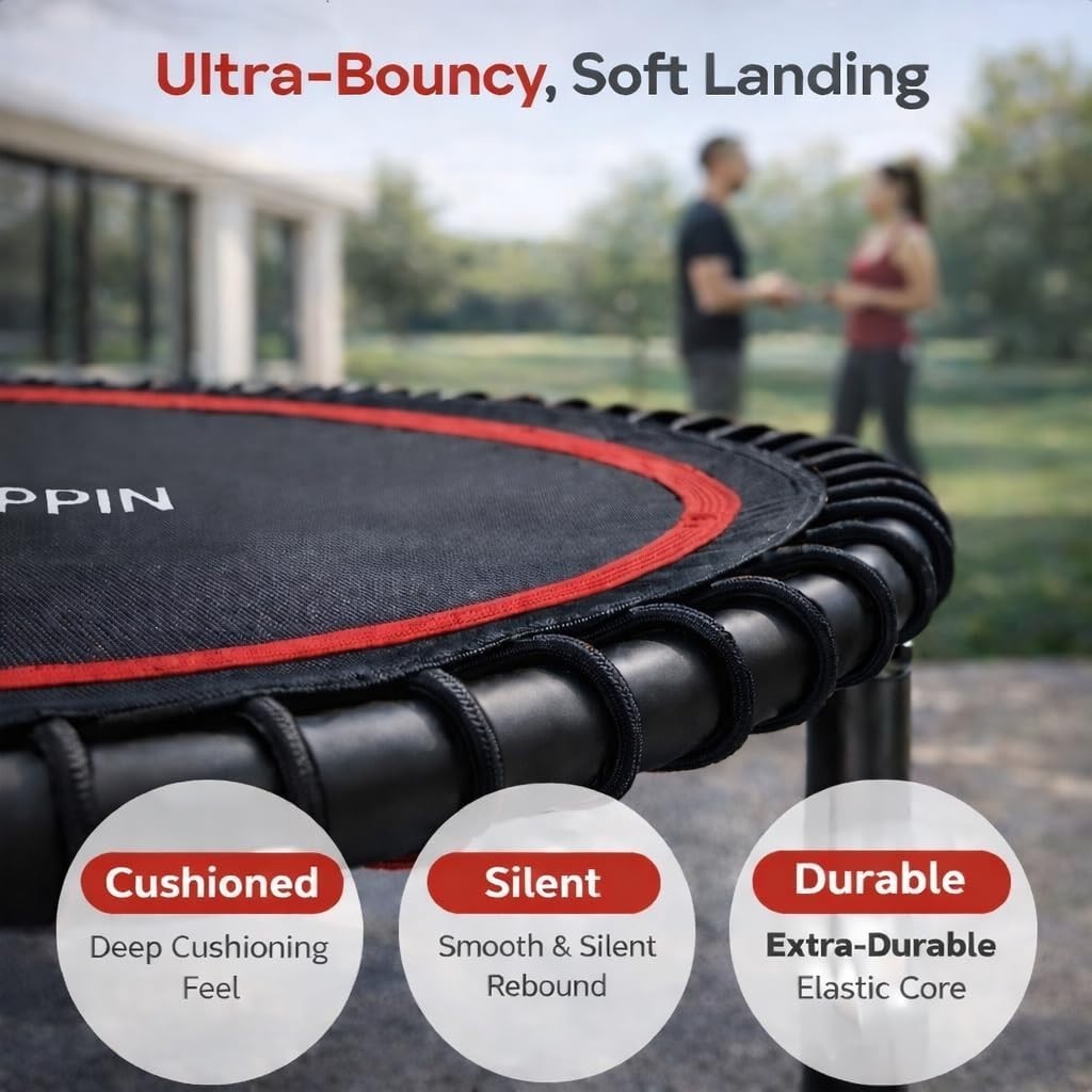 Red 40in Foldable Exercise Rebounder Quiet Indoor Trampoline 220LB