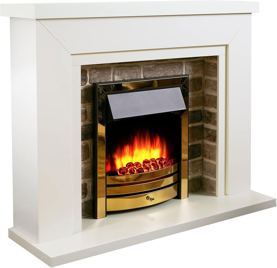 Electric Fireplace Suite 48" Remote Control LED Flame Heater White
