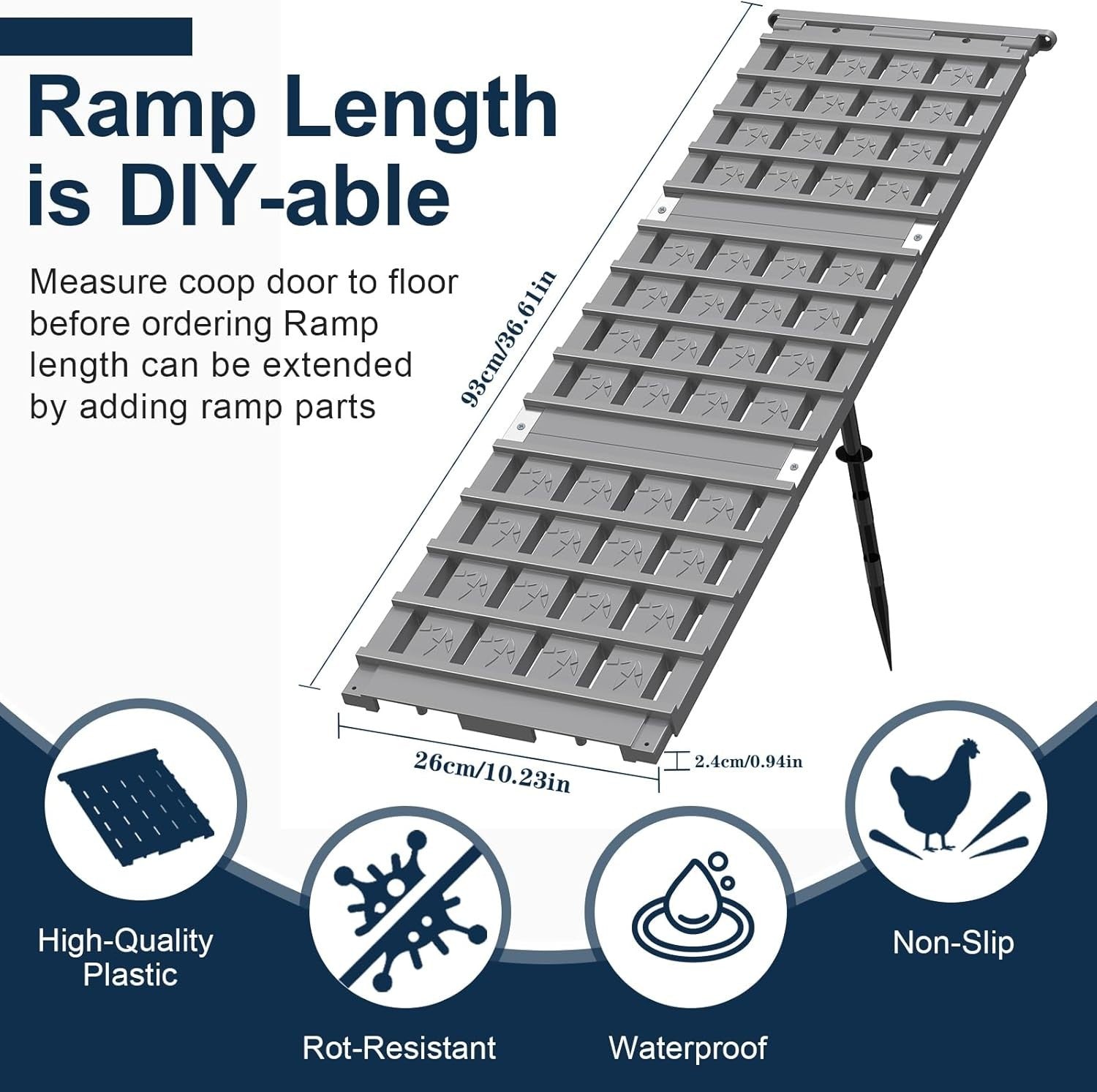 Adjustable Chicken Coop Ramp Ladder Non Slip Waterproof