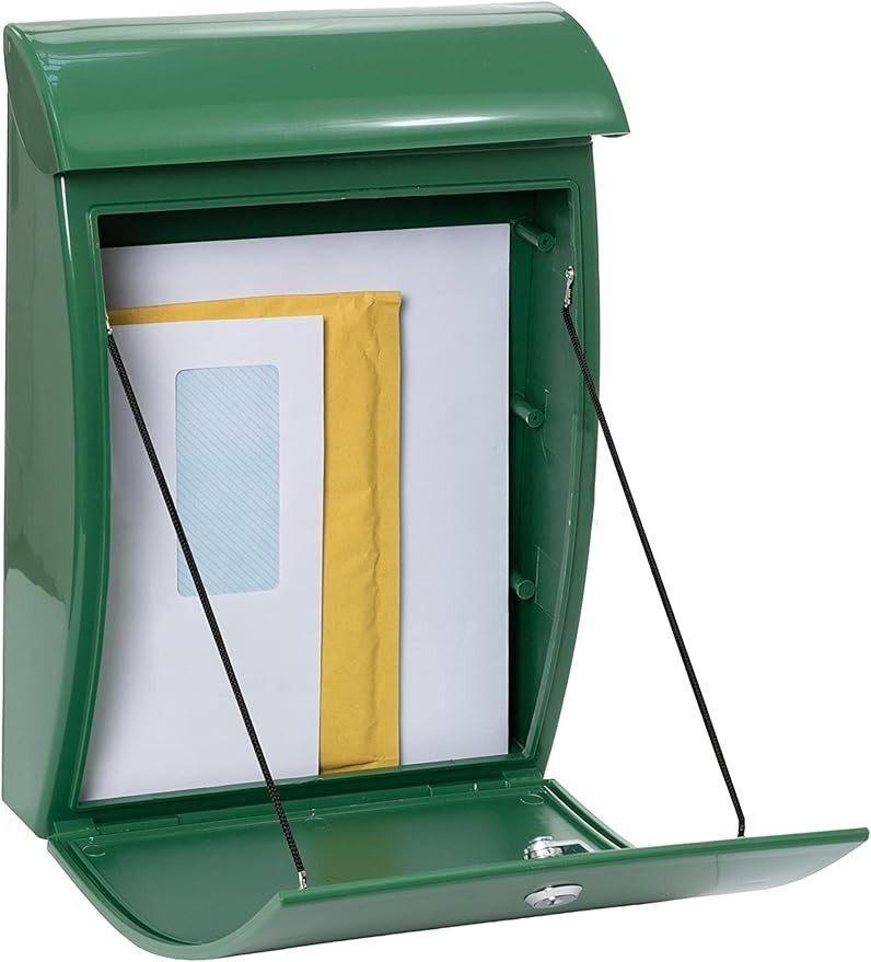 ockable Wall Mounted Letterbox Waterproof Rust-Free Plastic Mailbox Green