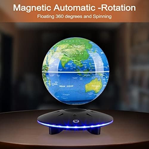 Levitating Globe 7 Colors, Magnetic Floating 6" Rotating World Map Lamp