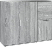 Modern Grey Sideboard Storage Cabinet Unit 3 Door 2 Drawer for Living Room