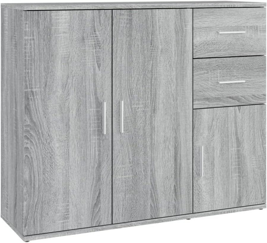 Modern Grey Sideboard Storage Cabinet Unit 3 Door 2 Drawer for Living Room