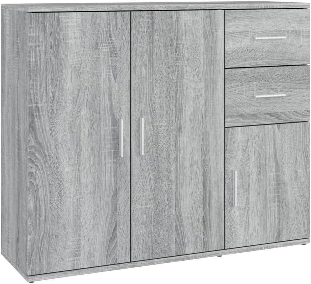 Modern Grey Sideboard Storage Cabinet Unit 3 Door 2 Drawer for Living Room