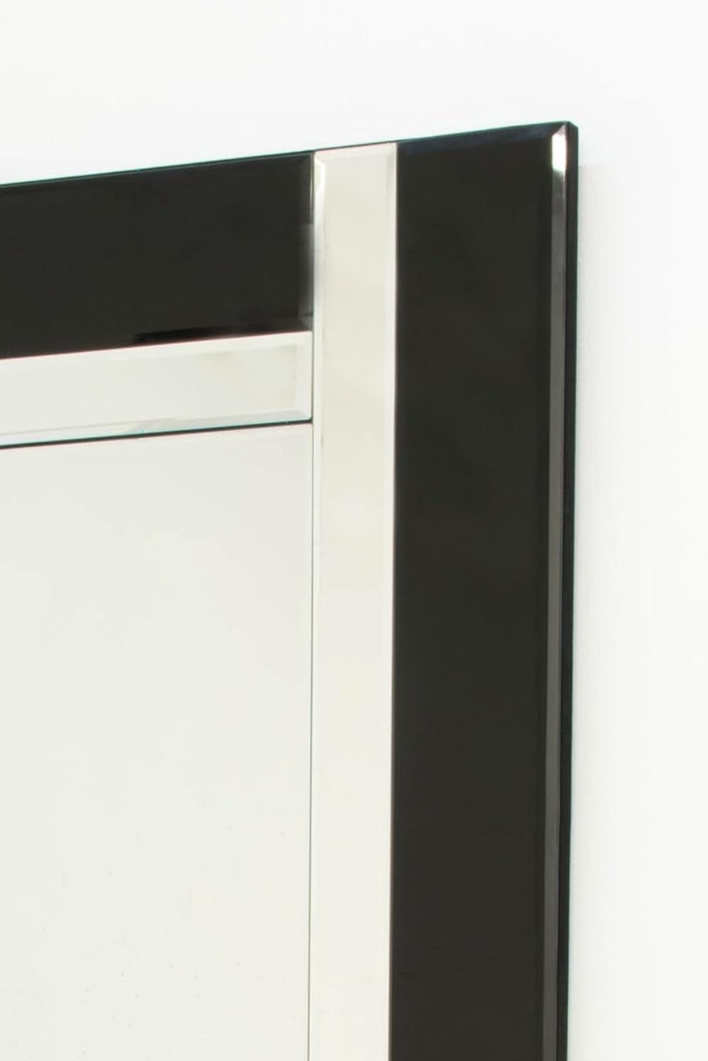 Large Black Silver Bevelled Wall Mirror 174x85cm Elegant Decor