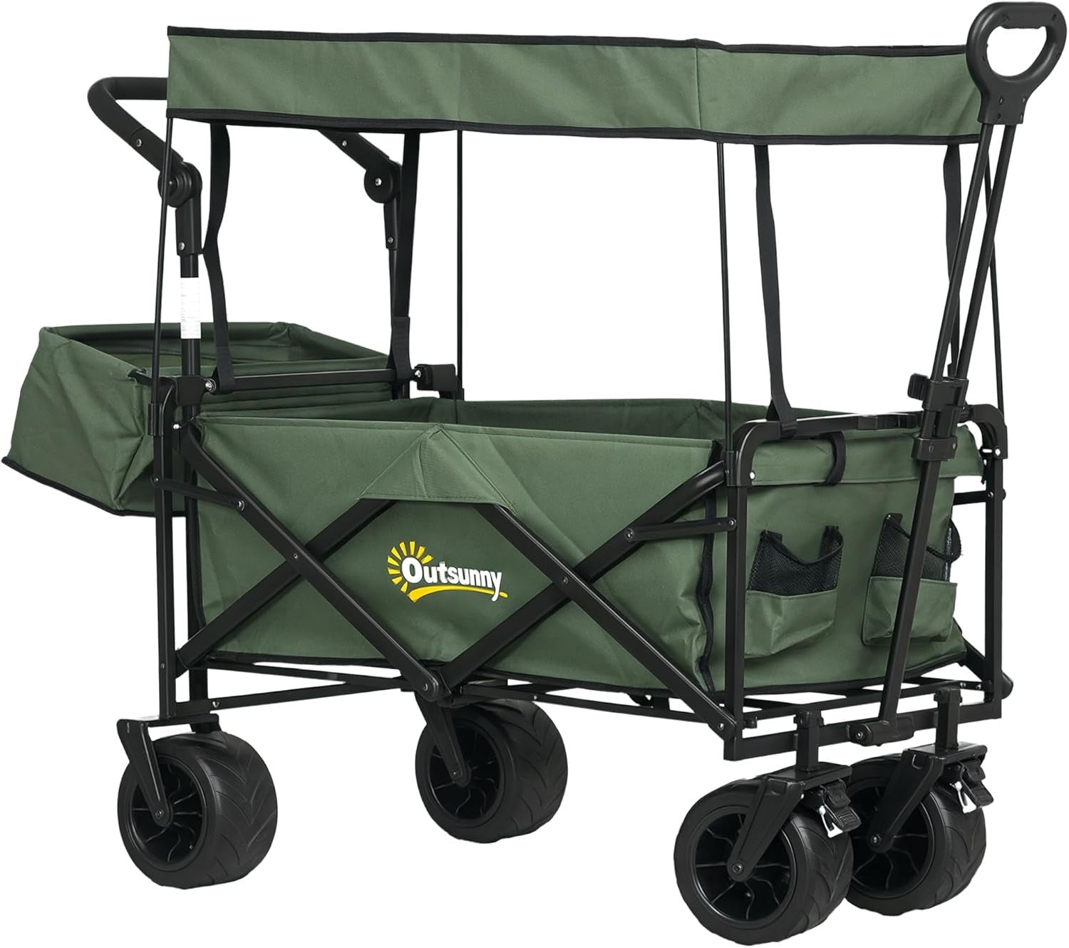 120L Folding Trolley Cart with Removable Canopy All Terrain Wheels