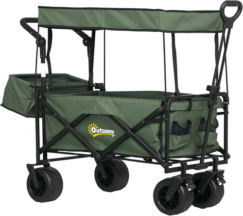 120L Folding Trolley Cart with Removable Canopy All Terrain Wheels