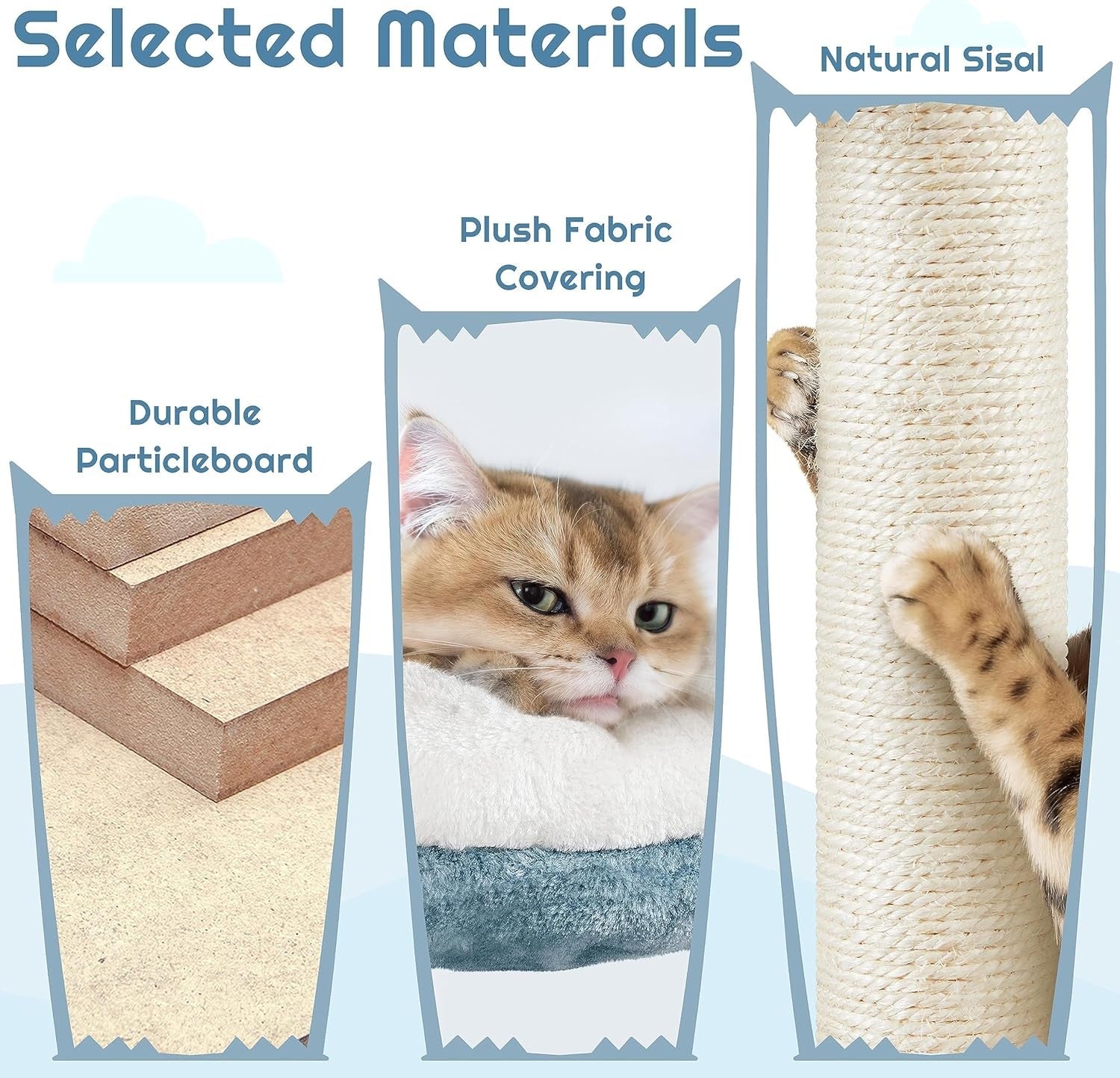 Ocean Blue Cat Tree Tower 115cm Multi Level Scratching Post Shark Nest Hammock