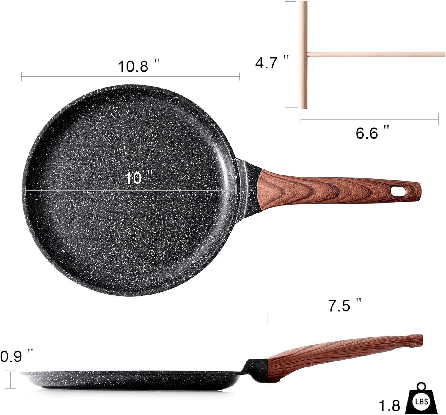 26 cm Kordisen Non-Stick Crepe & Dosa Pan Granite Coating Skillet