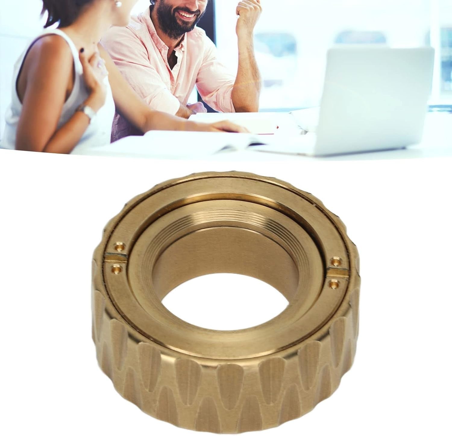 Gold Ratchet Ring Fidget Metal Rotating Slider Stress Relief ADHD
