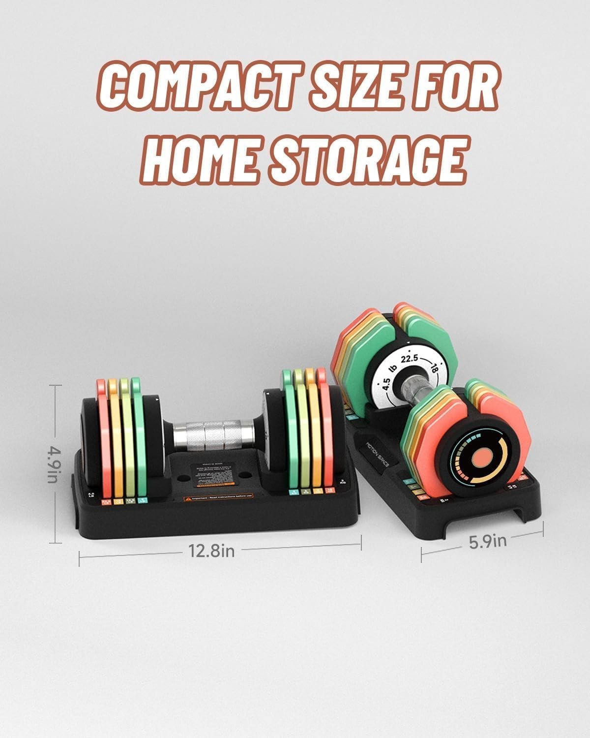 Adjustable Dumbbells Pair 12.5–22.5LB 1-Sec Dial Weights Home Gym