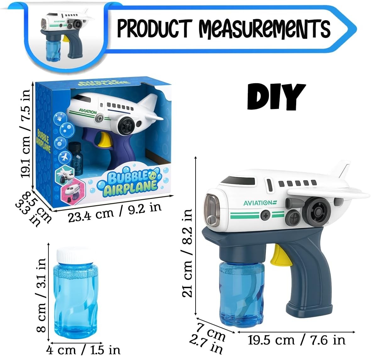 DIY Bubble Airplane Toy Gun Glider with 2 Bubble Solutions