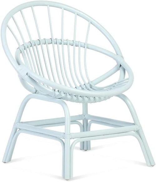 Blue Rattan Wicker Moon Chair Indoor Cane Lounge Armchair Bedroom