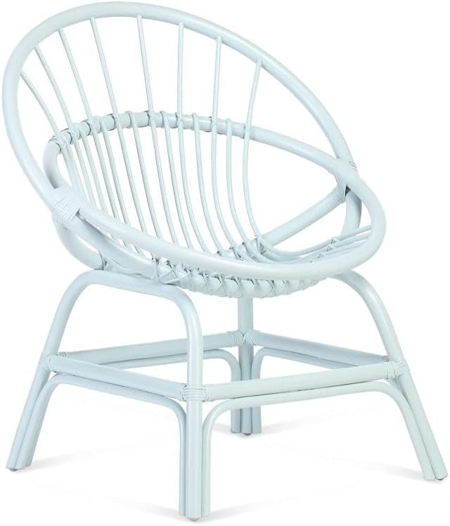 Blue Rattan Wicker Moon Chair Indoor Cane Lounge Armchair Bedroom