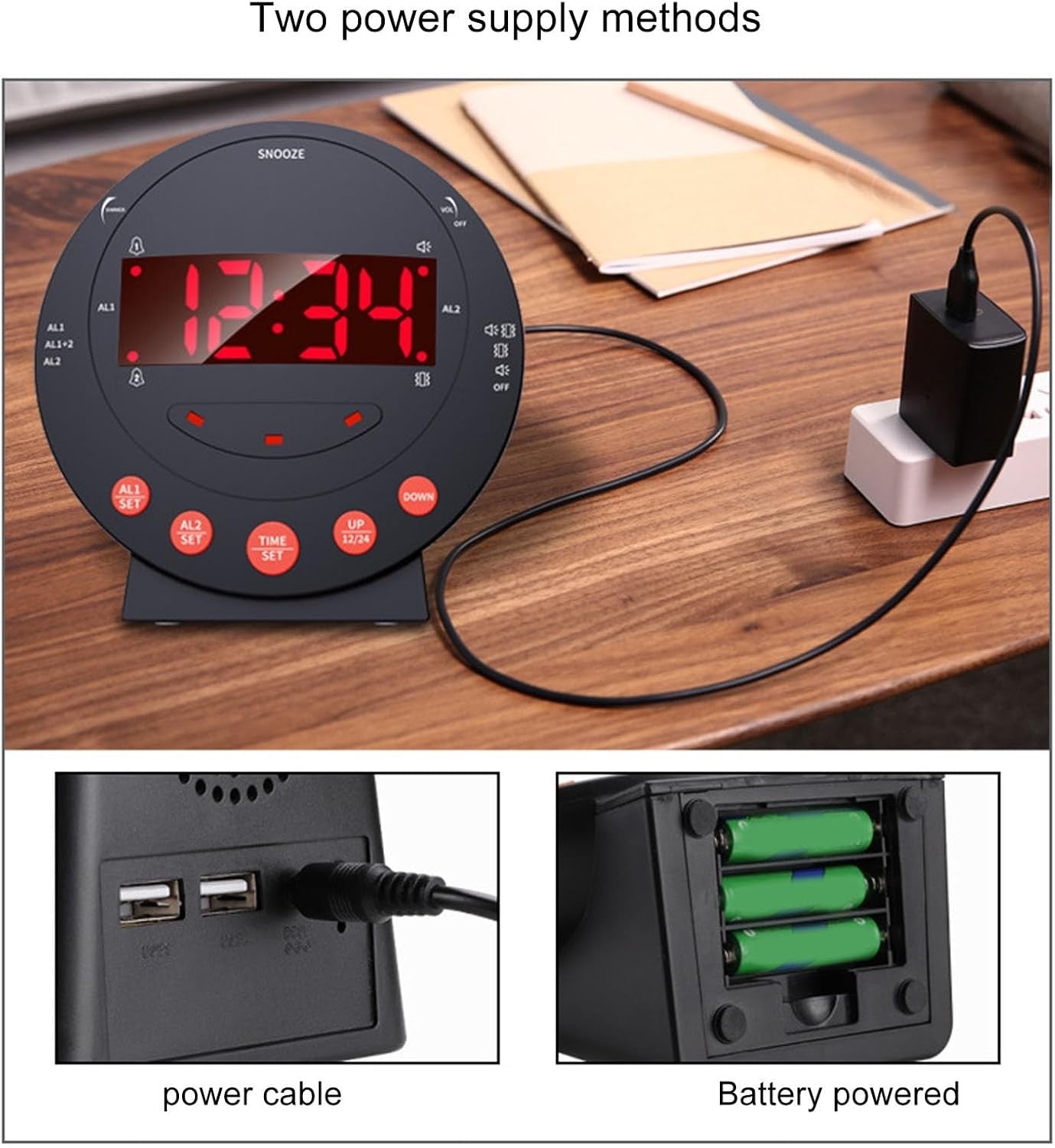 Extra Loud Alarm Clock Bed Shaker Vibrating Red LED Deaf Heavy Sleepers