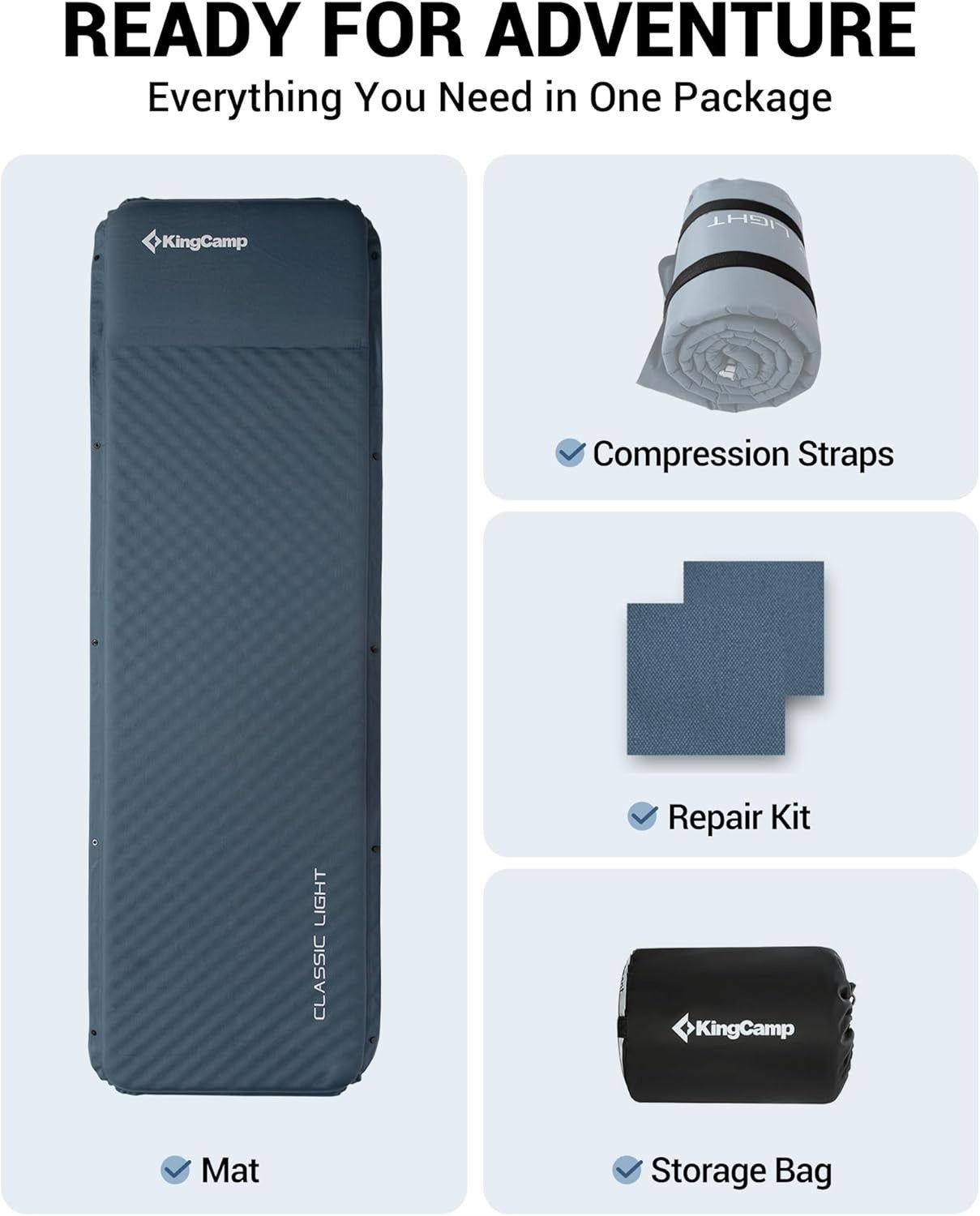 Self-Inflating Camping Mat 183x51x3cm Ultralight Sleeping Pad Air Mattress