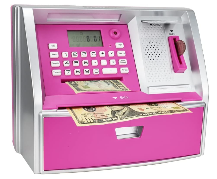 Kids ATM Money Bank Password Piggy Bank Savings Challenge Pink Toy