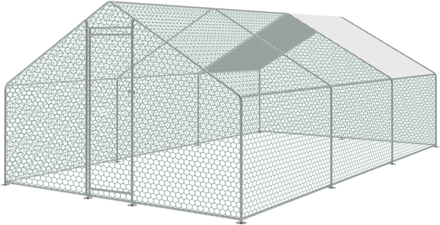 6x3m Walk In Chicken Run Galvanised Metal Coop Pen