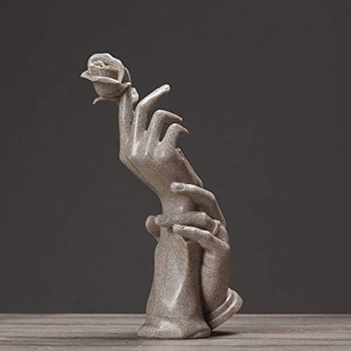 Romantic Grey Hand-in-Hand Sculpture • Resin Couple Ornament • Elegant Gift