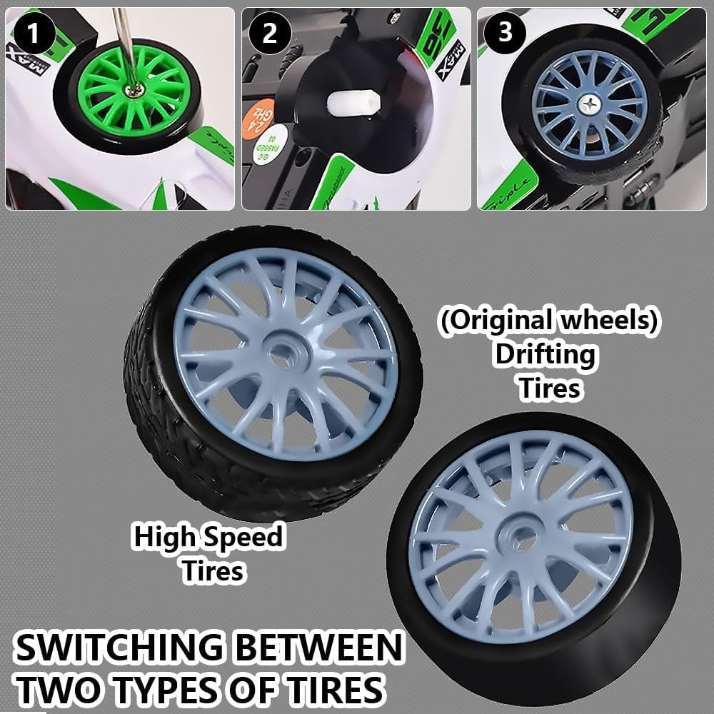 1:24 RC Drift Car 4WD 2.4GHz Remote Control Racing LED Lights 10km/h Toy Gift