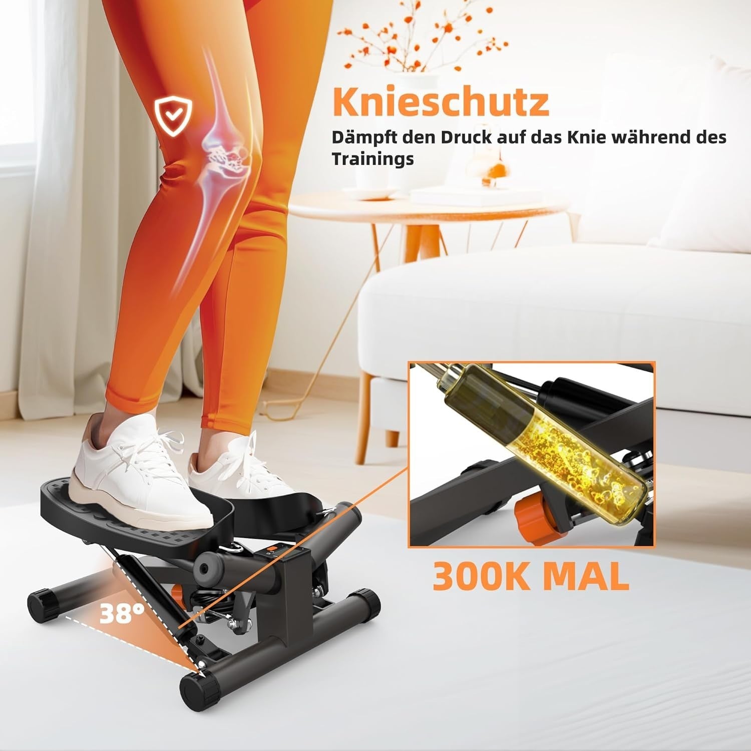 Mini Stepper w/ LCD Monitor, Resistance Bands & Non-Slip Pedals for Full-Body