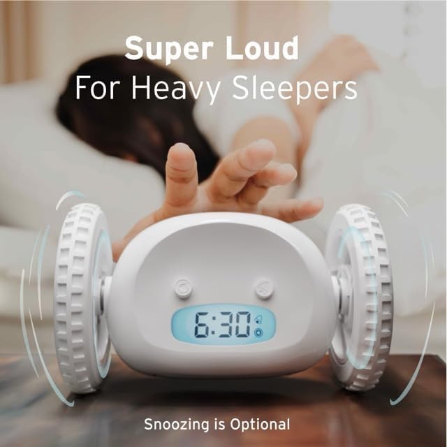 Runaway Alarm Clock on Wheels Extra Heavy Sleeper Rolling Jumping