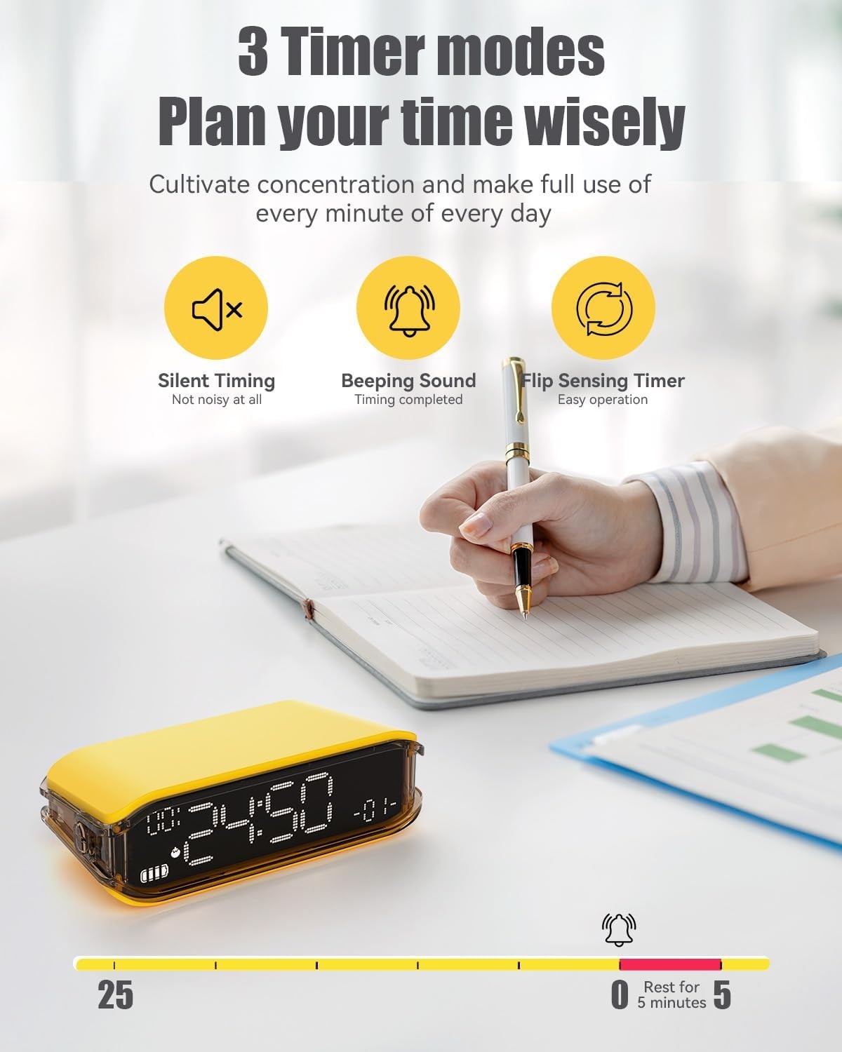 Digital Alarm Clock Loud Heavy Sleepers Adjustable Brightness Small Bedside