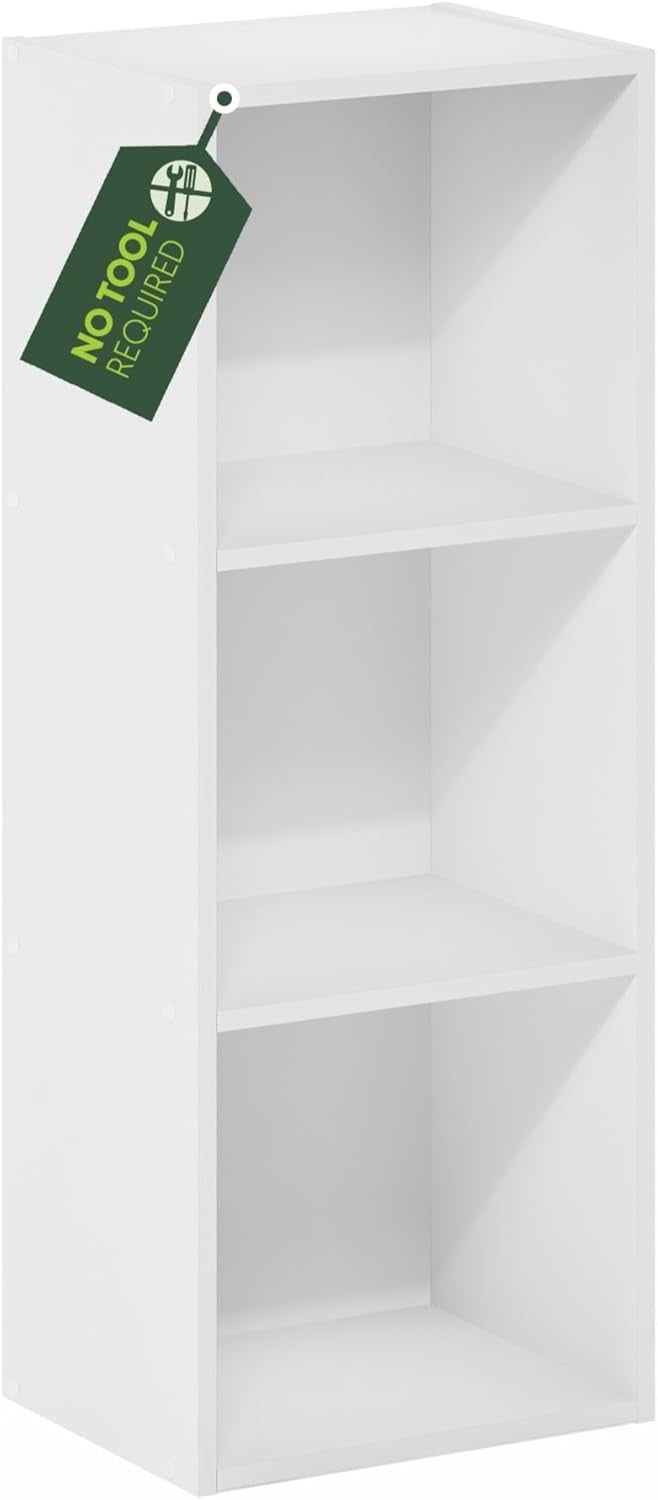 3 Cube No Tool Bookcase Small Storage Shelf Compact Organizer Bookshelf White