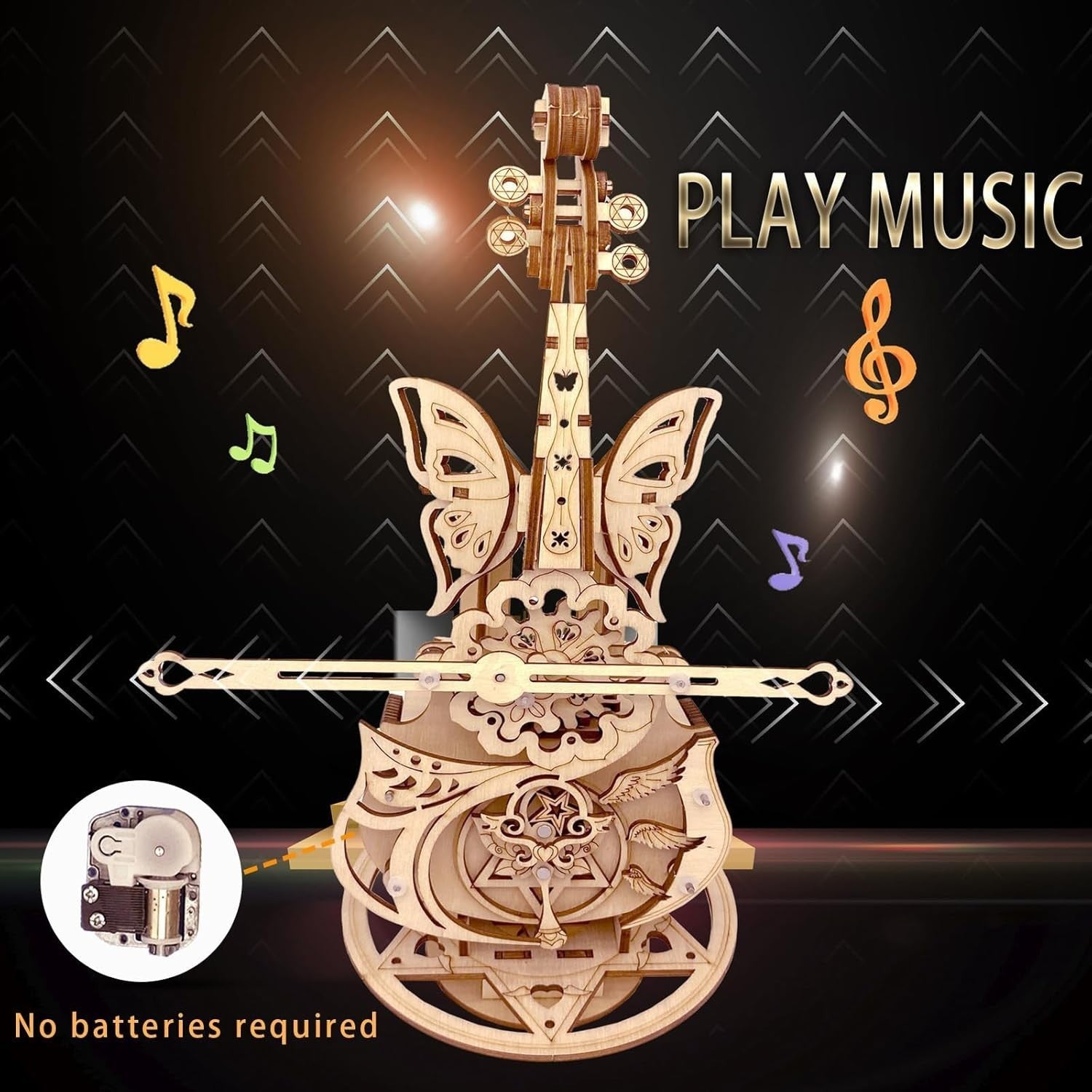 3D Wooden Cello Music Box Puzzle Kit – DIY Mechanical Craft, Educational Gift