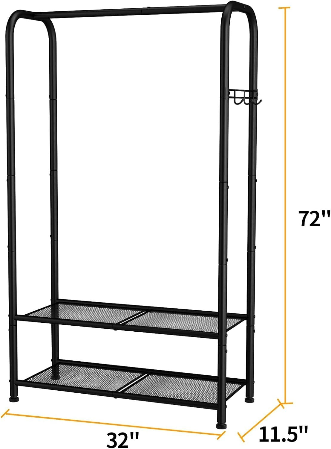 Rolling Clothes Rail with Shelf – Heavy Duty Black Rack 81×30×183cm