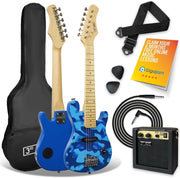 1/4 Size Kids Electric Guitar Starter Kit w/ Amp Blue Camo