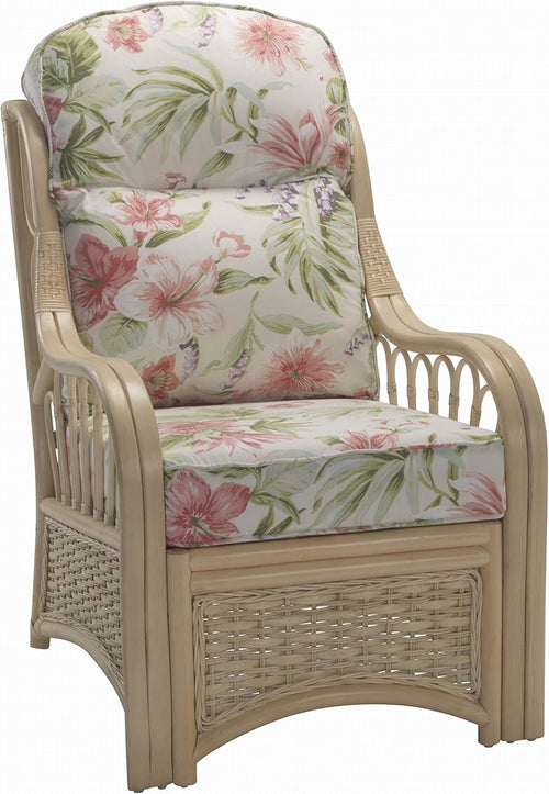 Rattan Armchair Indoor Cane Lounge Chair with Cushions Conservatory Beige