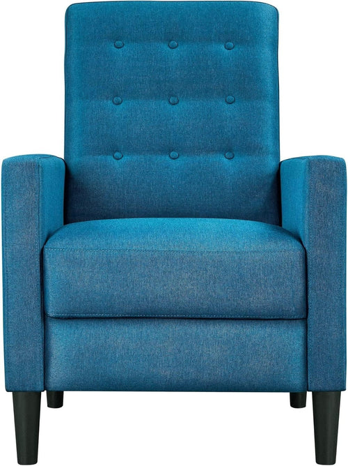 Blue Fabric Recliner Chair Adjustable Padded Seat Sofa Living Room Couch