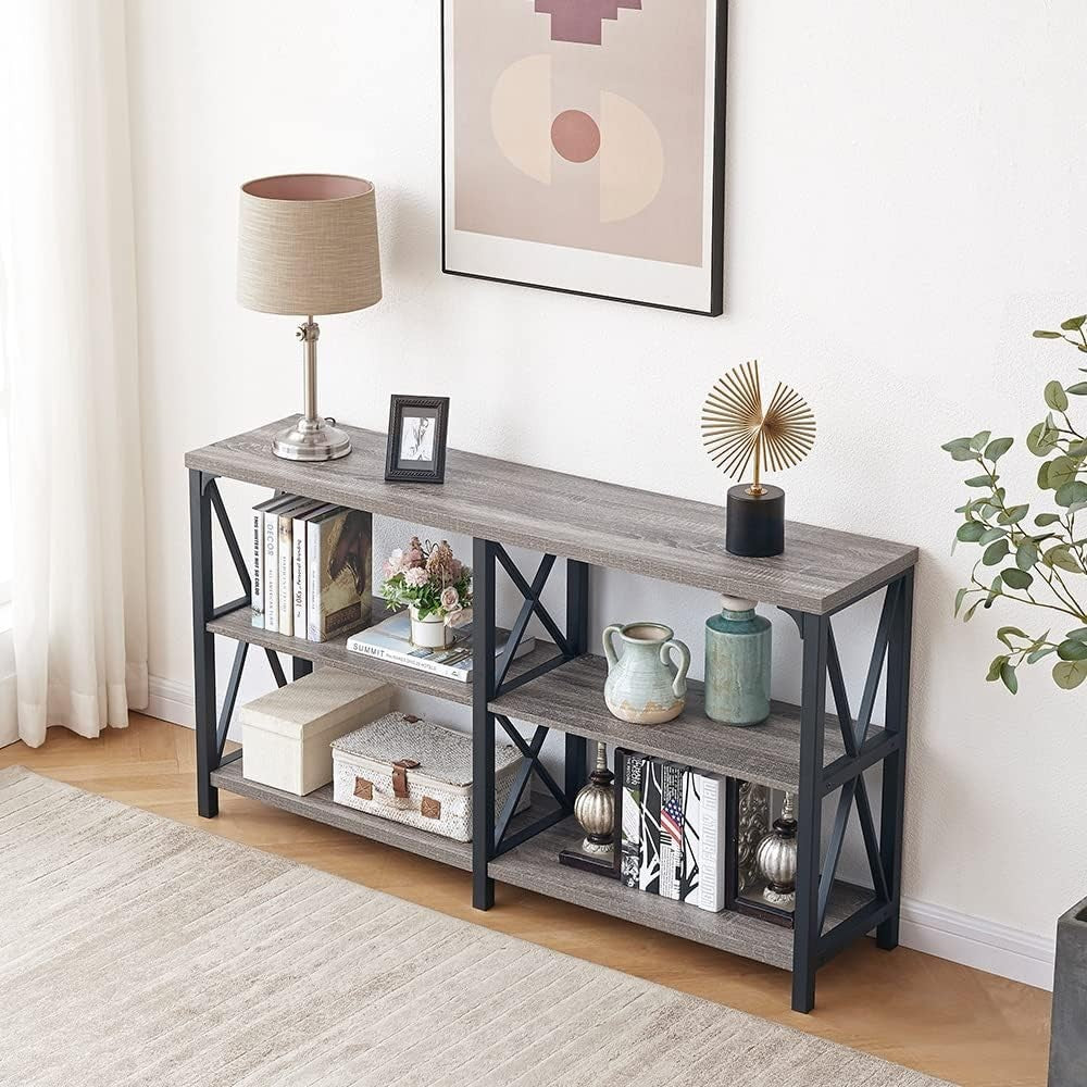 Rustic Sofa Table with Storage, Farmhouse Console for Entryway & Living Room