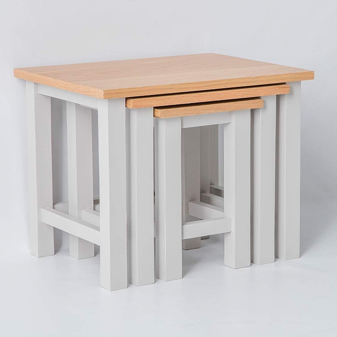 Contemporary Nesting Coffee Tables Set of 3 Stone Grey Oak Wood Living Room