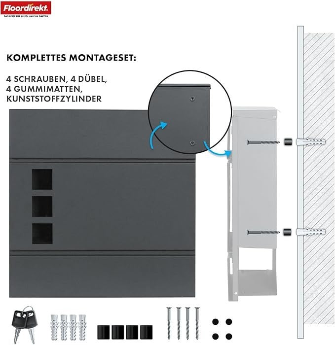 Lockable Wall Mounted Letterbox with Windows & Newspaper Slot – Rustproof Steel