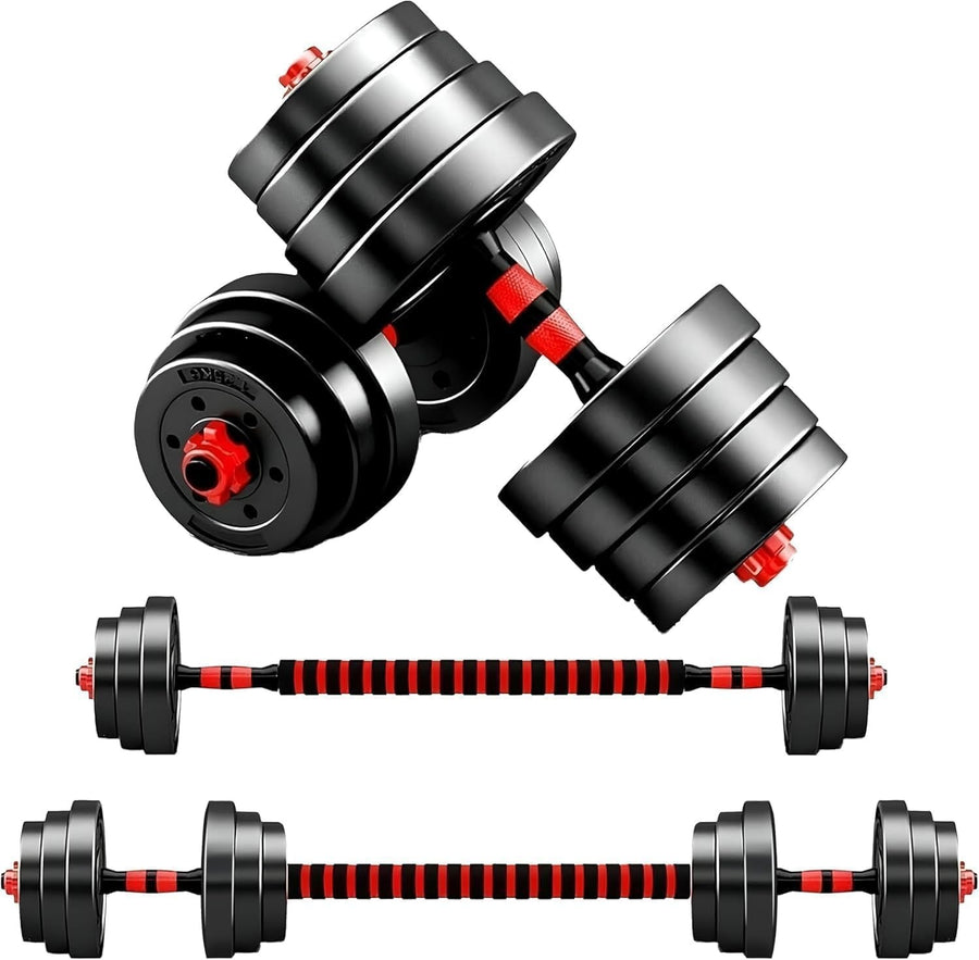 30kg Adjustable Dumbbell Barbell Set Non Slip Home Gym Free Weights