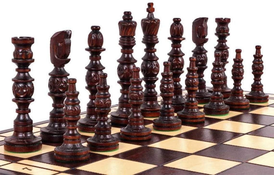 Extra Large 58cm Hand-Carved Wooden Chess Set | Luxury Sculpted Pieces | Foldabl