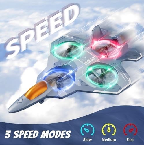 RC Plane for Kids Adults, Easy Fly 2 Take-Off Modes, LED Lights, 360 Flip Toy