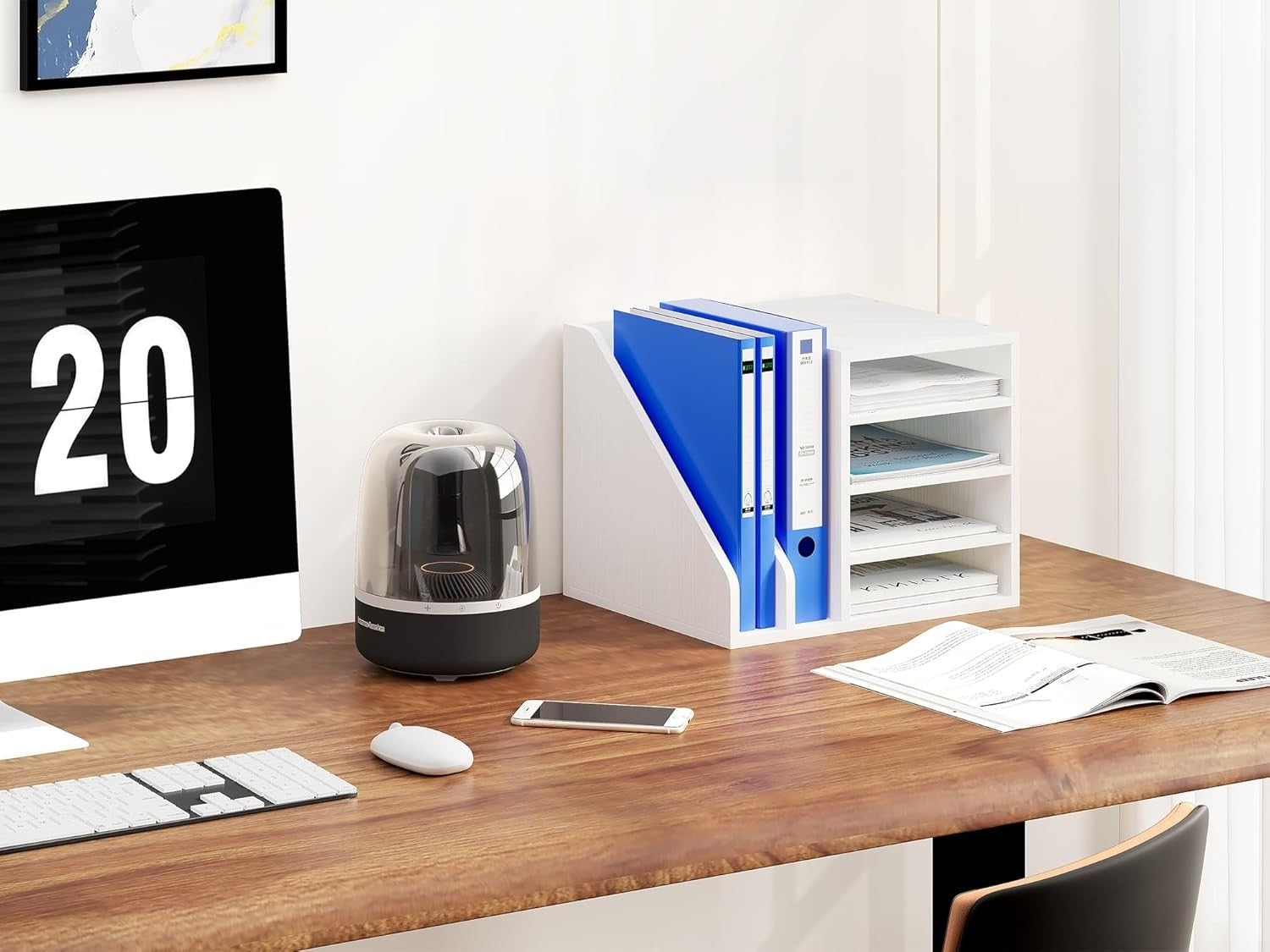 Wooden A4 Desk Tray File Holder Paper Organiser Magazine Rack White