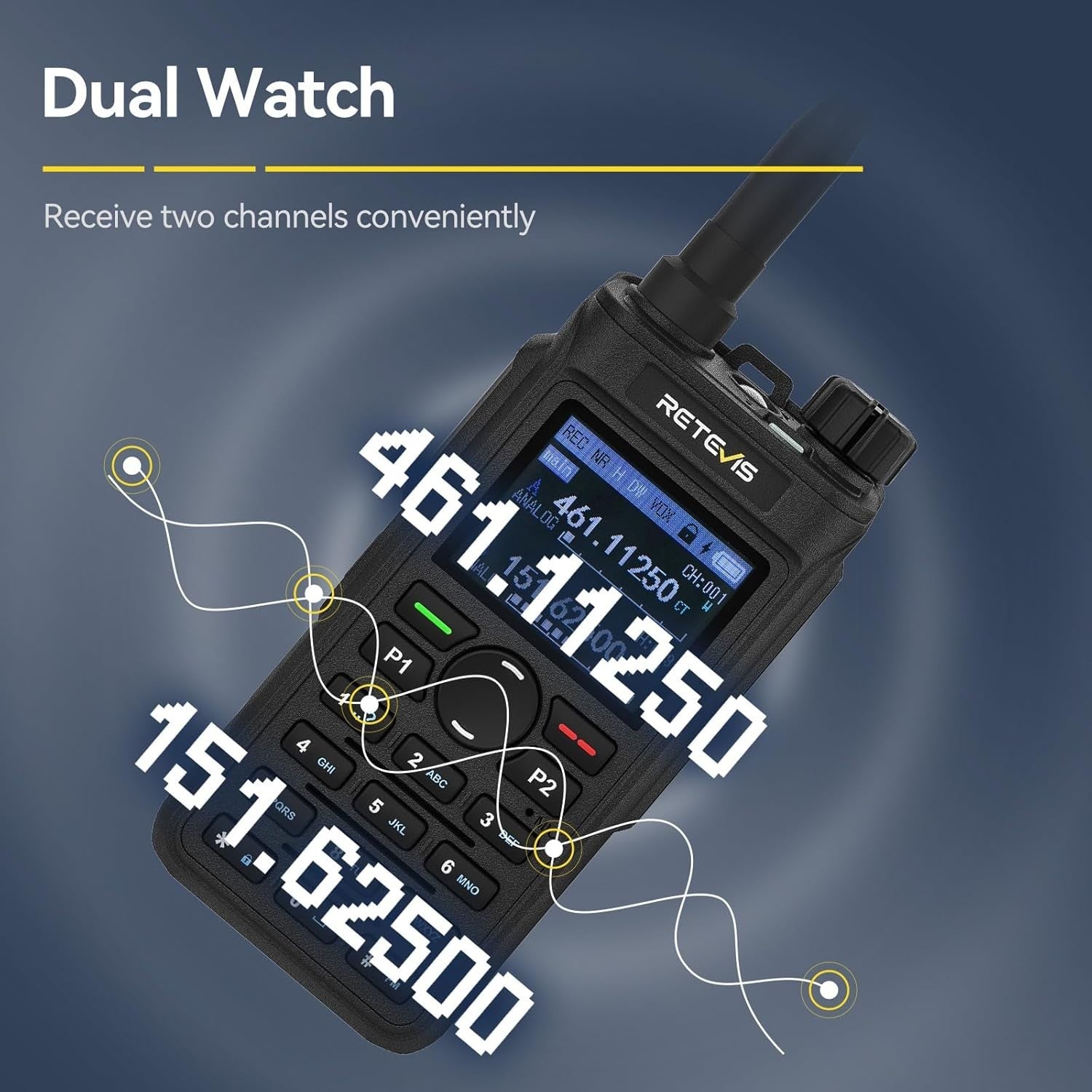 Dual Band Walkie Talkie 5W Long Range AI Noise Reduction Type-C Radio