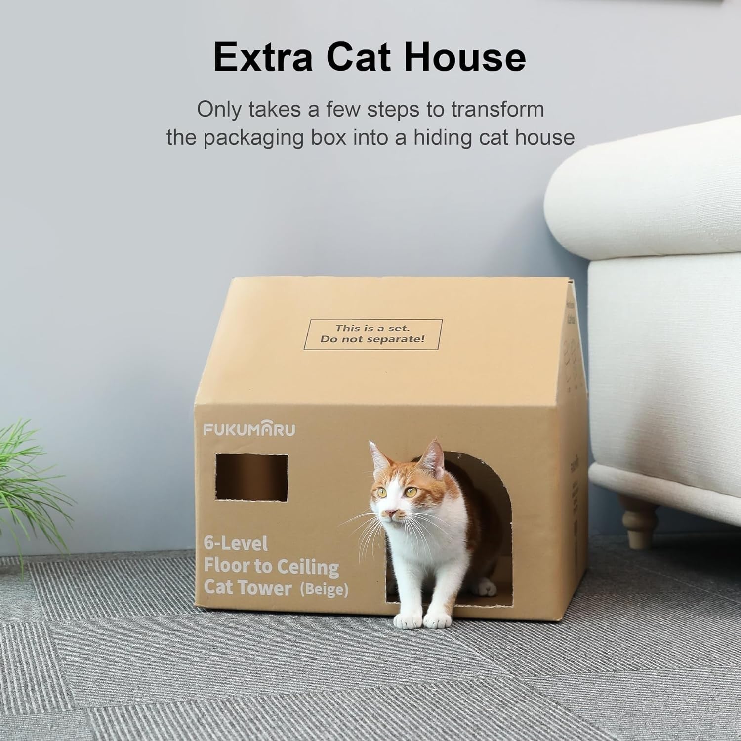 Floor to Ceiling Cat Tree Tower 6 Level Adjustable Scratching Post Hammock