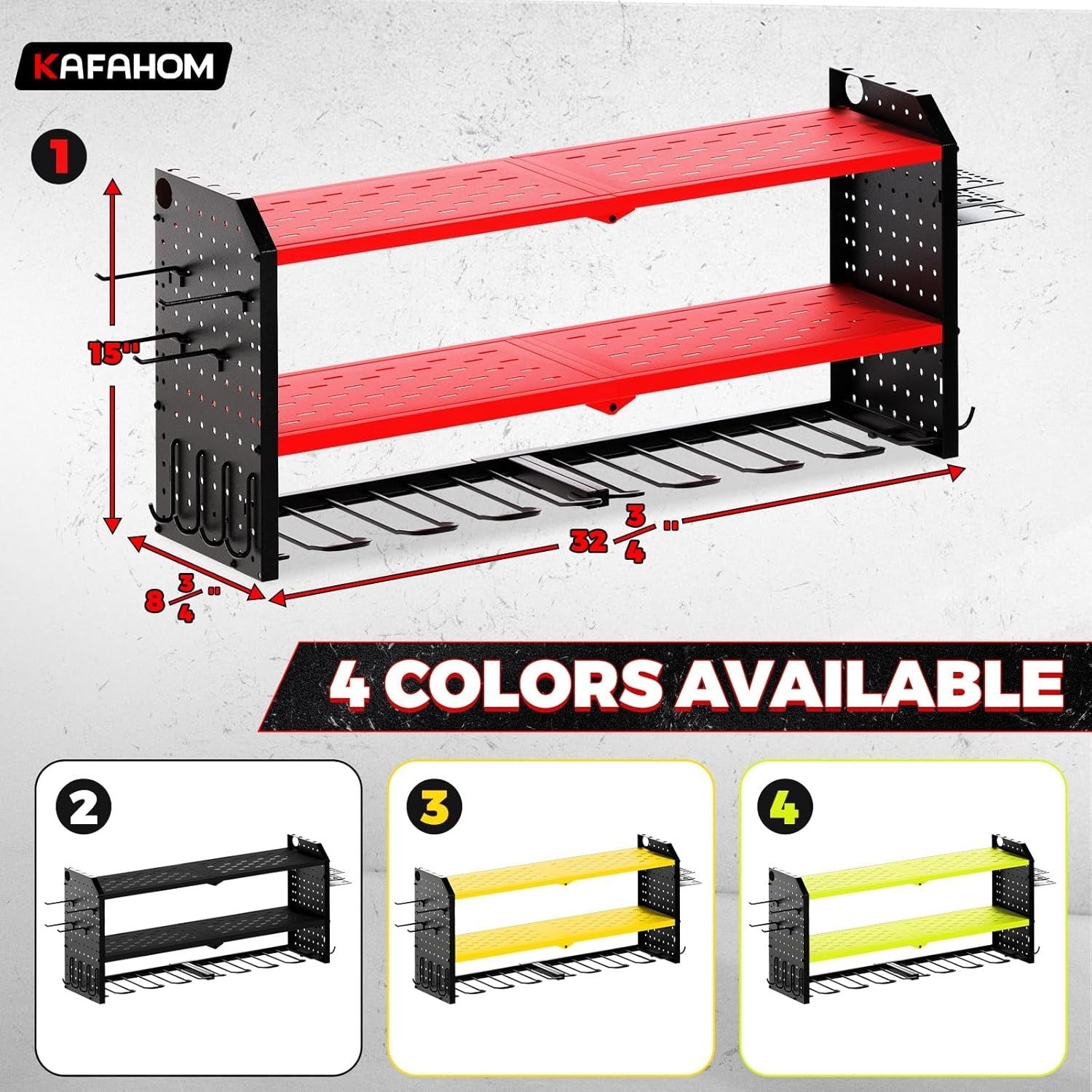 Heavy Duty Wall Mount Tool Shelf – Adjustable Garage Organizer with Hooks