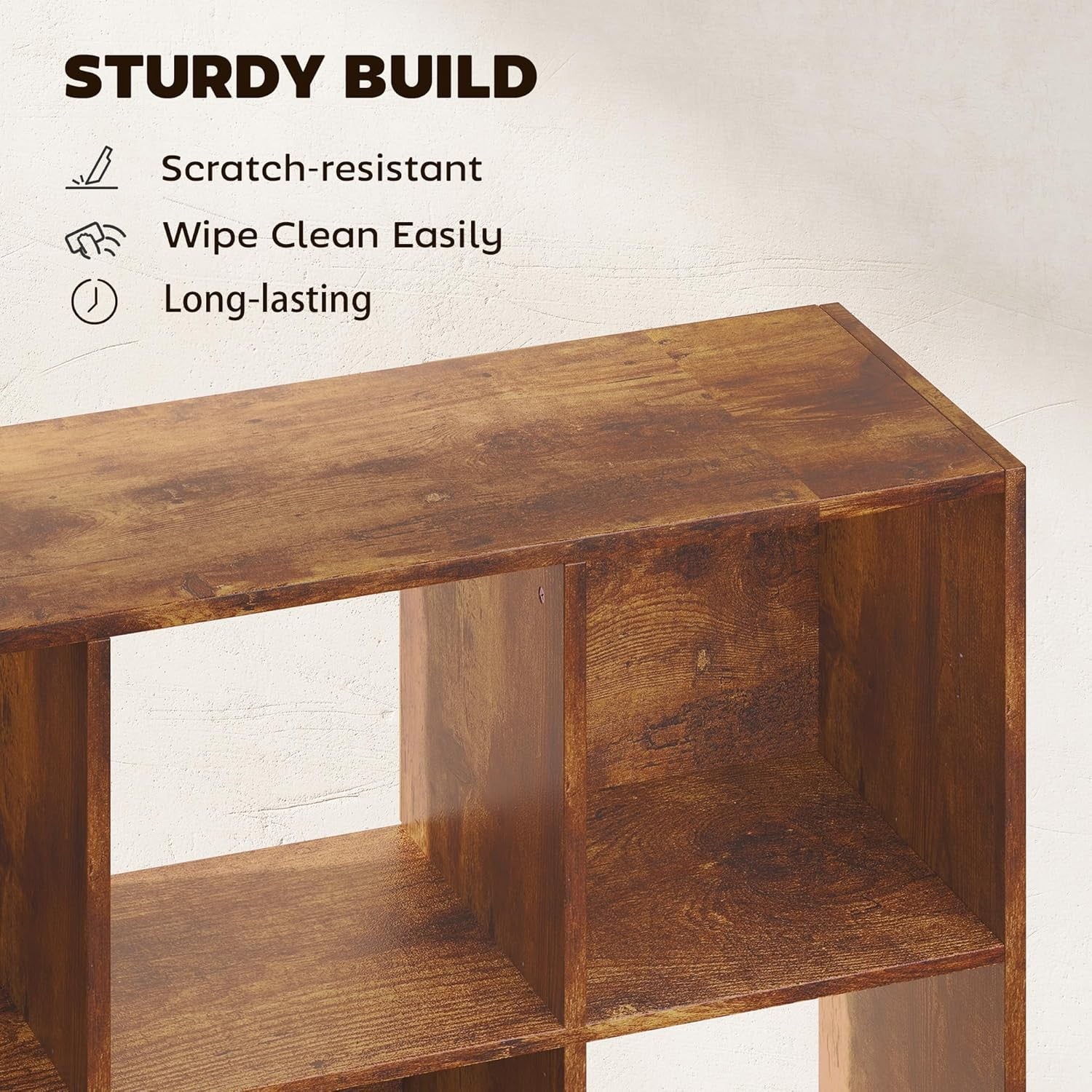 Rustic 9-Cube Bookcase Storage Unit Organiser Shelving for Home Office Living