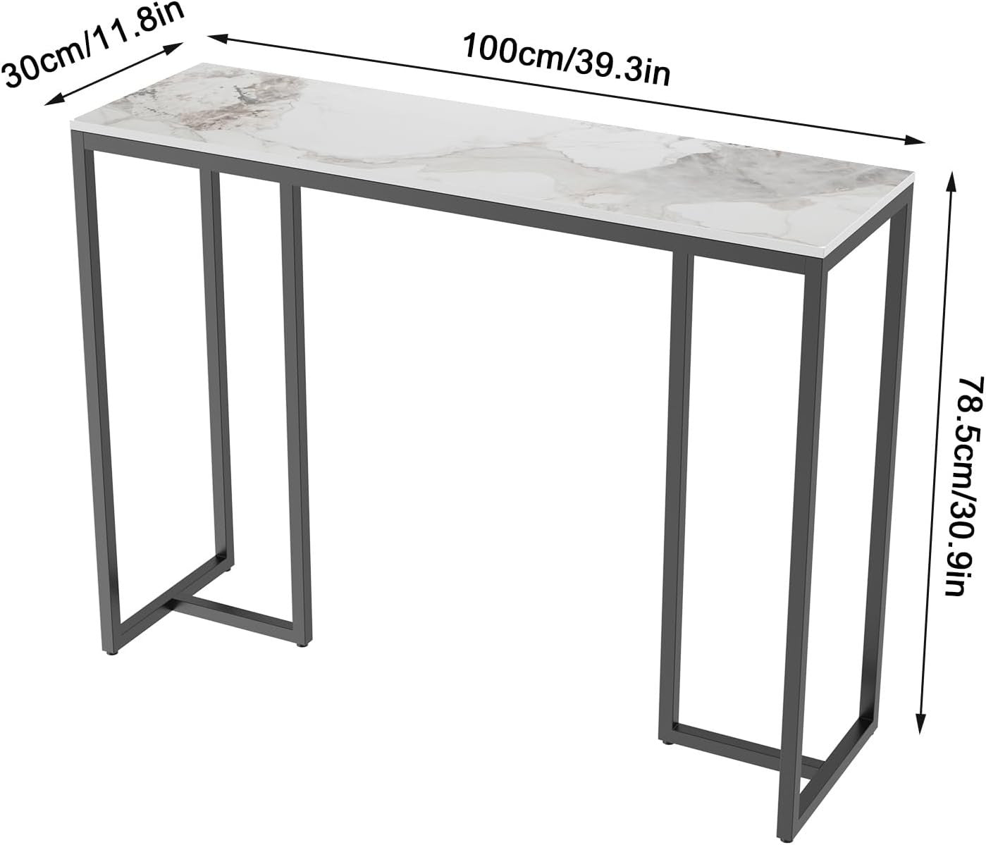 Marble Console Table Narrow Hallway Desk 100x30cm Modern Entryway Sofa