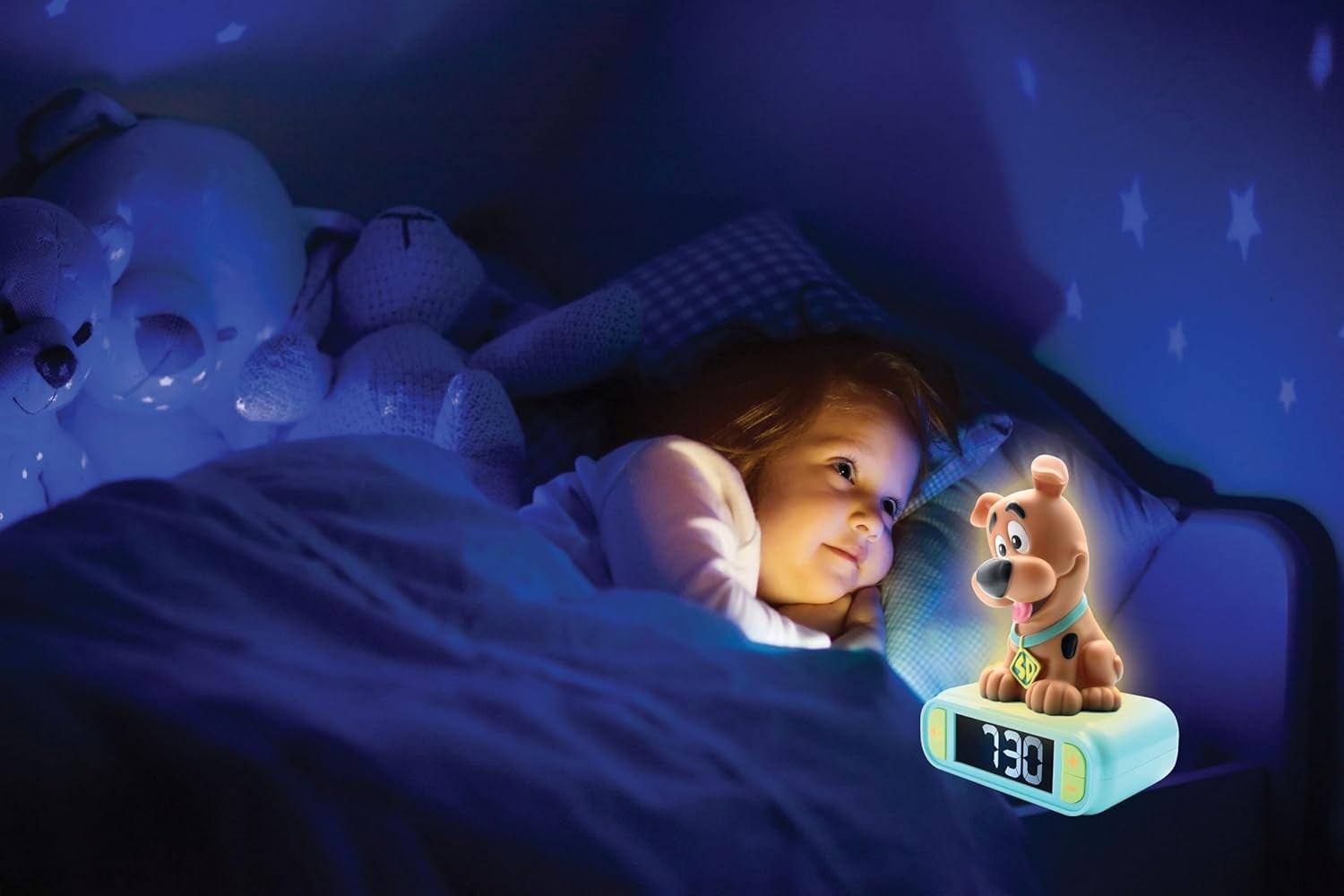 Kids Dog Alarm Clock Night Light LCD Snooze Sound Effects Brown Green