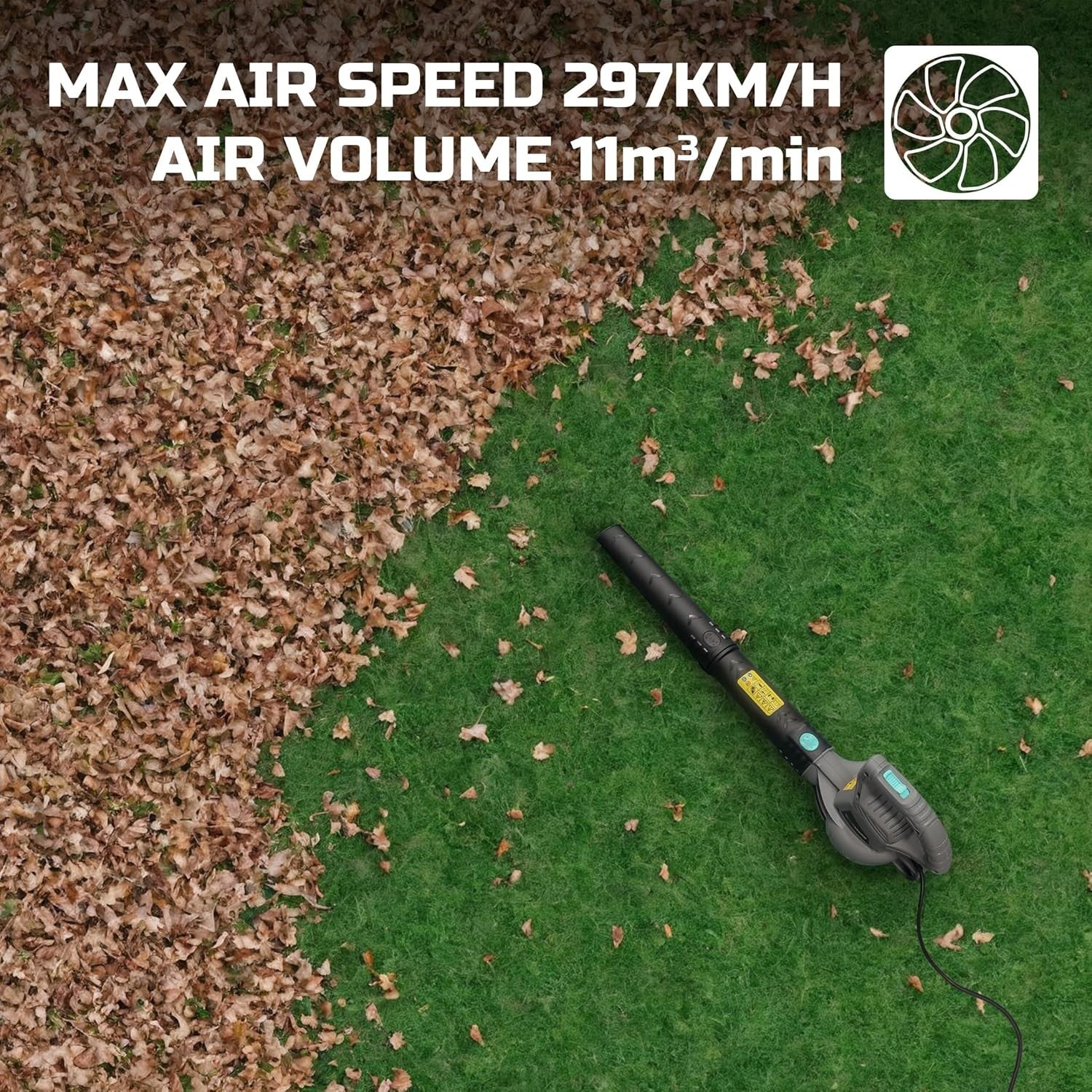 Electric Leaf Blower 3000W Corded Garden Set Grabber 262L Waste Bags