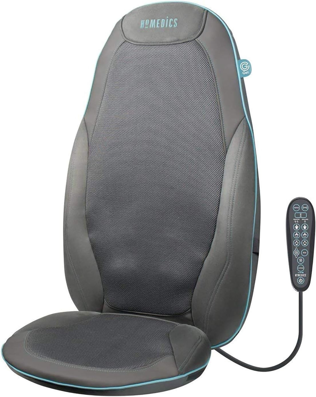 Gel Shiatsu Back Massager Chair Pad Heat Rolling Full Back Relief Home Office